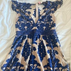 Love and lemons, deep blue floral lace and mesh